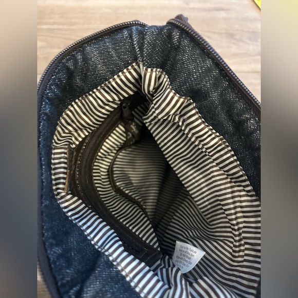 Thirty-One Gifts Denim Crossbody Bag Brown Trim Adjustable Strap - Picture 6 of 8